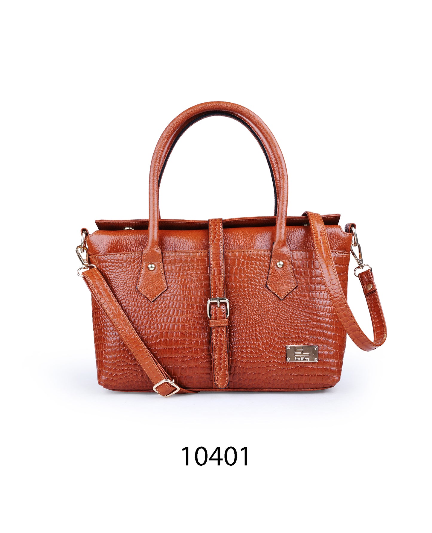 Croco-Texture Belted Satchel