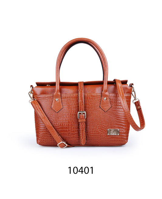 Croco-Texture Belted Satchel